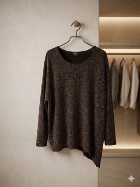 DG2 by Diane Gilman Metallic Brown Asymmetric Hem Tunic
